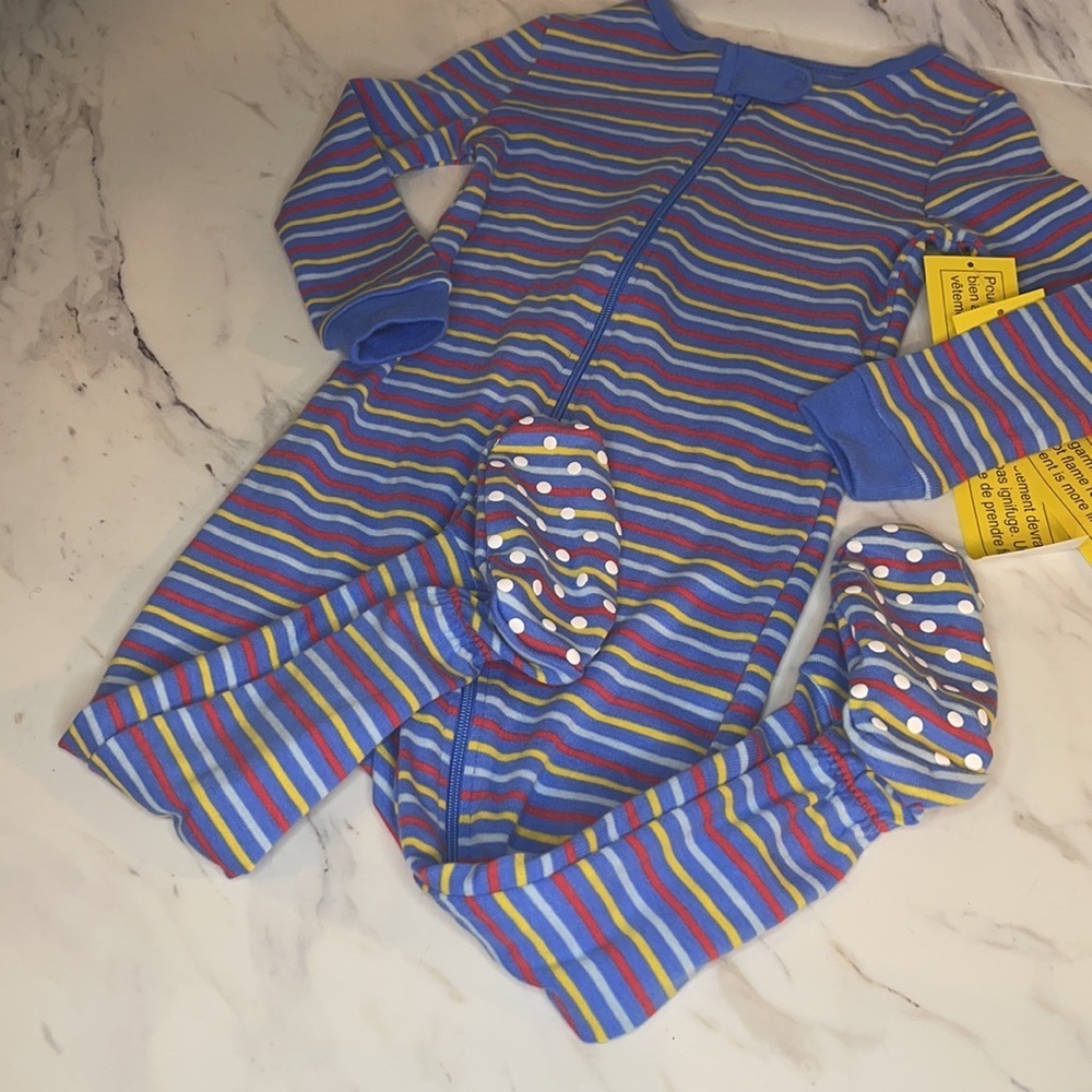 NWT Baby Striped Zip Up Onesie - Blue - 12-18m - Picture 2 of 7